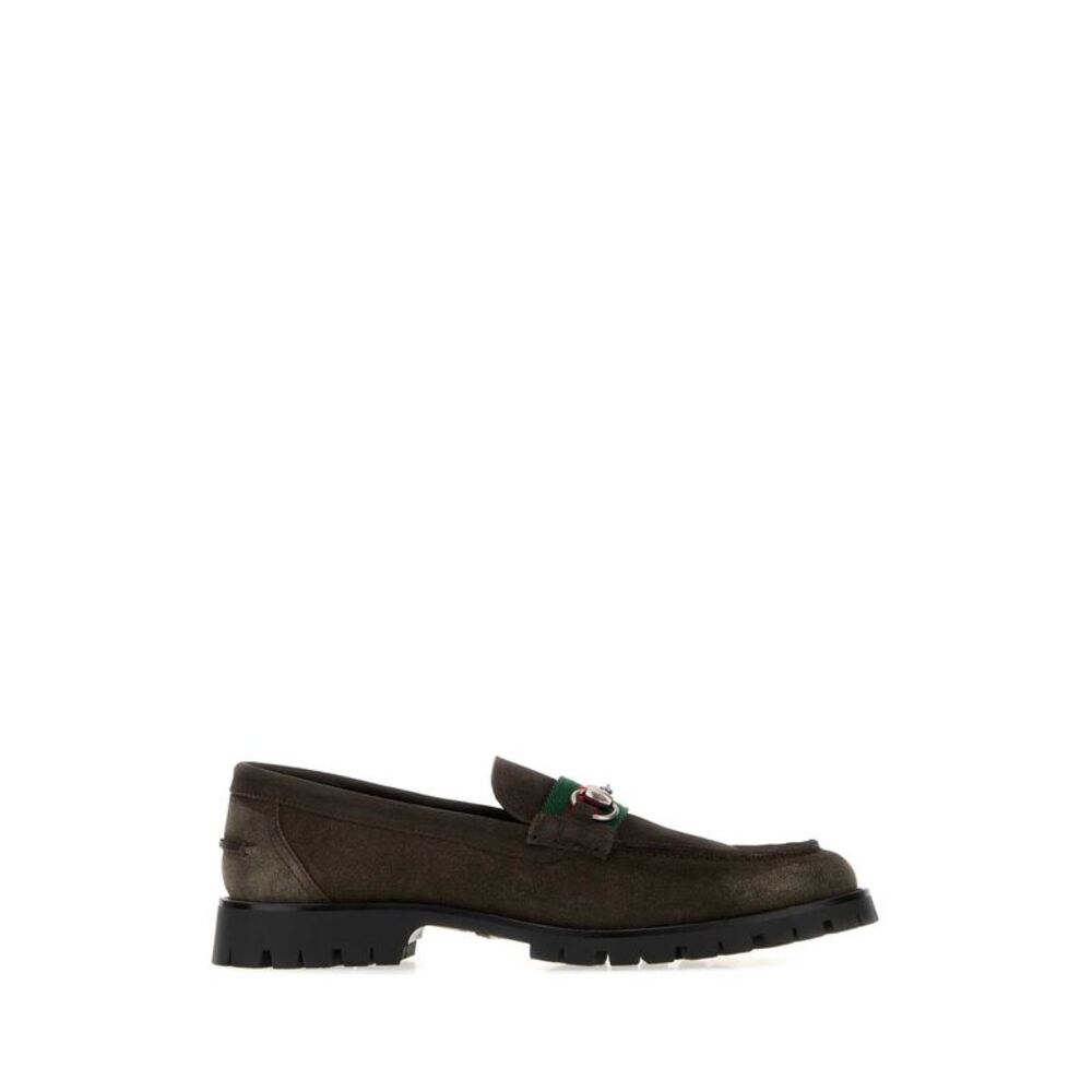 Gucci Men Chocolate Suede Loafers